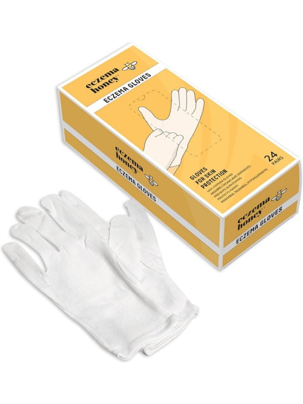100% Cotton Eczema Gloves for Dry Hands Treatment - 24 Pairs, Soft & Comfortable